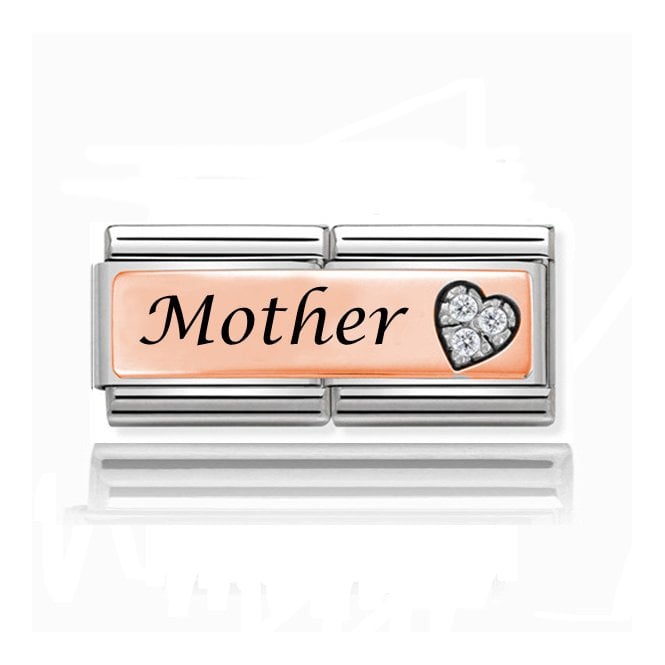 Charmlinks Silver with Rose Mother Double Stone Set Charm