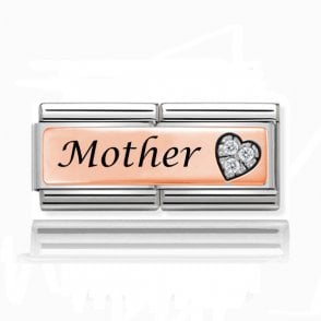 Silver with Rose Mother Double Stone Set Charm