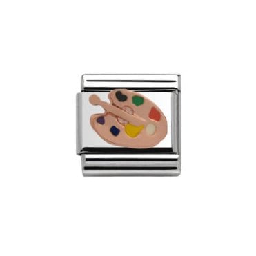 Silver with Rose Paint Palette Charm