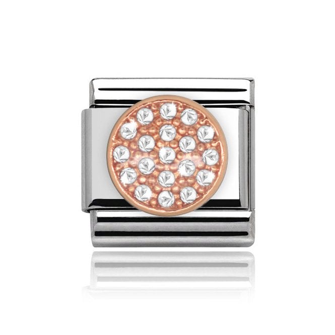 Charmlinks Silver with Rose Pave Ball Stone Set Charm
