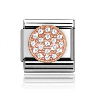 Silver with Rose Pave Ball Stone Set Charm
