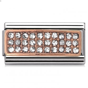 Silver with Rose Pave Stone Set Double Charm