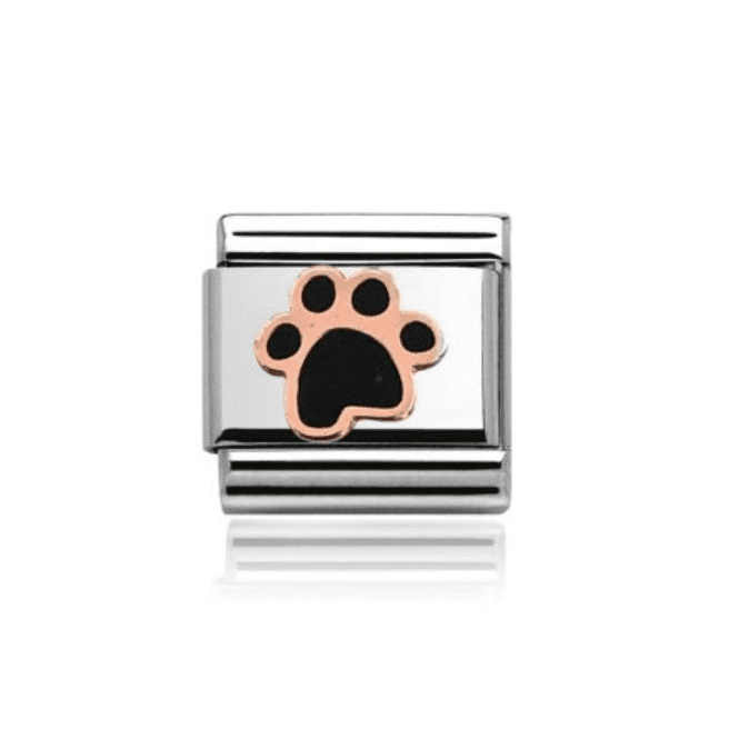 Charmlinks Silver with Rose Paw Print Charm