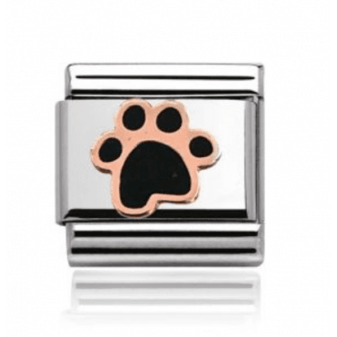 Silver with Rose Paw Print Charm