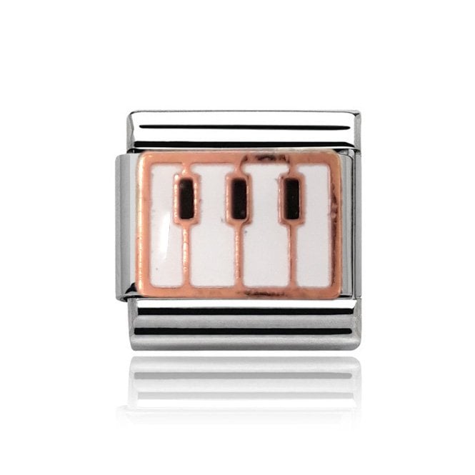 Charmlinks Silver with Rose Piano Charm