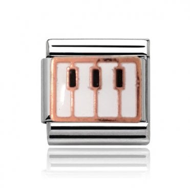 Silver with Rose Piano Charm