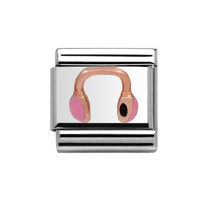 Charmlinks Silver with Rose Pink Headphones Charm
