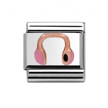 Silver with Rose Pink Headphones Charm