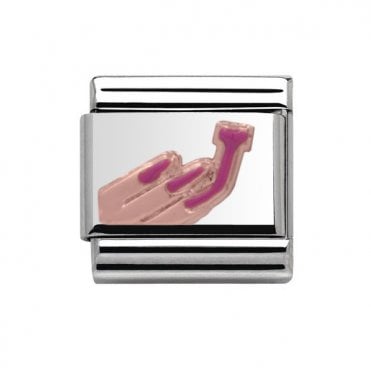 Silver with Rose Pink Nails Charm