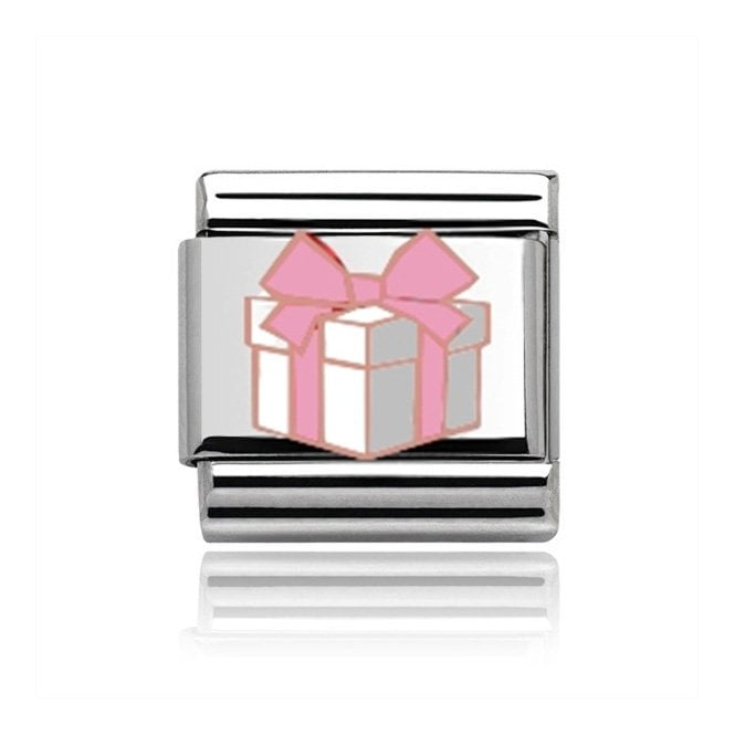 Charmlinks Silver with Rose Present Charm