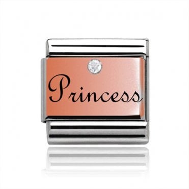 Silver with Rose Princess Stone Set Charm