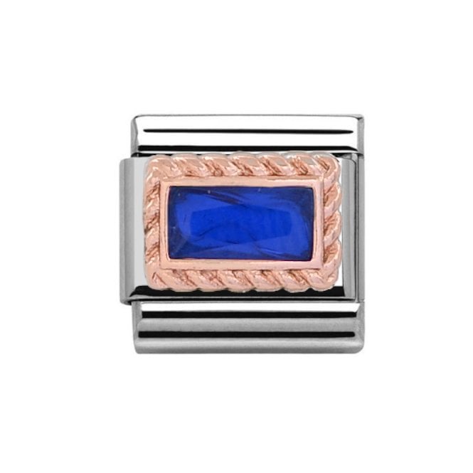 Charmlinks Silver with Rose Rectangular Sapphire September Birthstone Charm