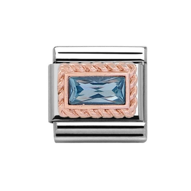 Charmlinks Silver with Rose Rectangular Turquoise December Birthstone Charm