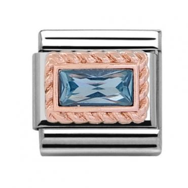 Silver with Rose Rectangular Turquoise December Birthstone Charm