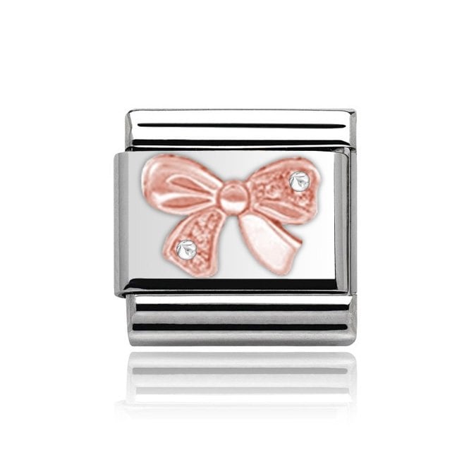 Charmlinks Silver with Rose Ribbon Stone Set Charm