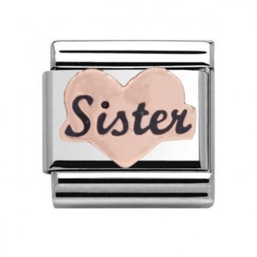 Silver with Rose Sister Charm
