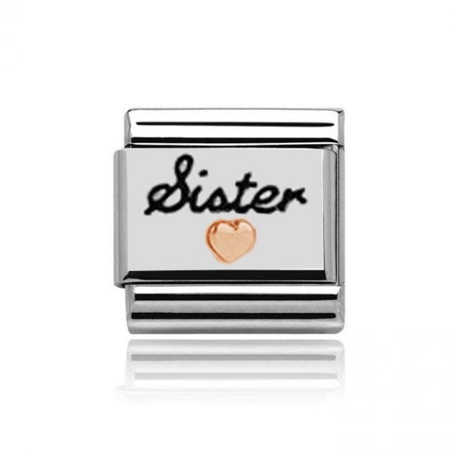Charmlinks Silver with Rose Sister Heart Charm