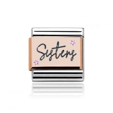 Silver with Rose Sisters Star Charm