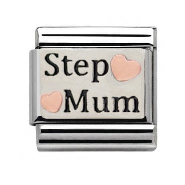 Silver with Rose Step Mum Charm