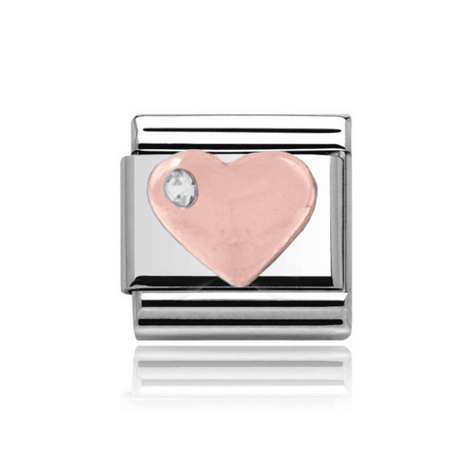 Charmlinks Silver with Rose Stone Set Heart Charm