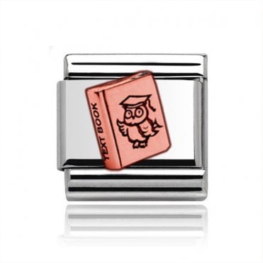 Silver with Rose Text Book Charm