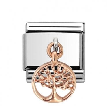 Silver with Rose Tree Drop Charm