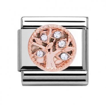 Silver with Rose Tree of Life Charm