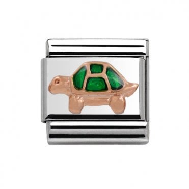Silver with Rose Turtle Charm