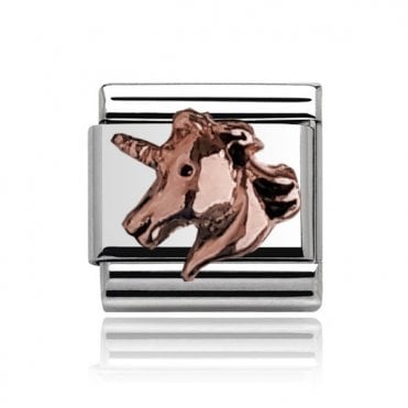 Silver with Rose Unicorn Charm