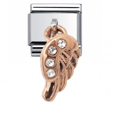 Silver with Rose Wing Drop Charm