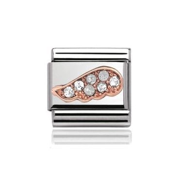 Silver with Rose Wing Stone Set Charm