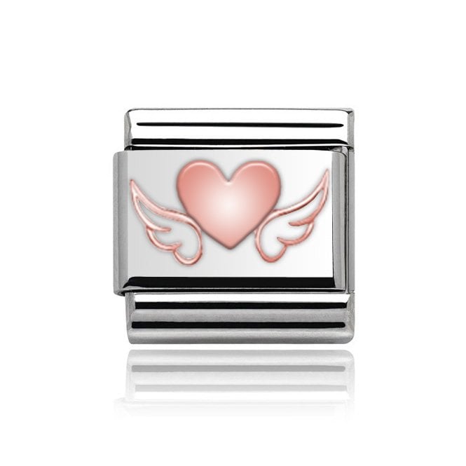Charmlinks Silver with Rose Winged Heart Charm