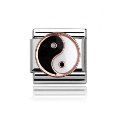 Silver with Rose Ying Yang Charm