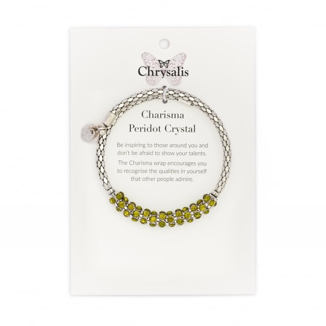 Chrysalis Rhodium Plated Charisma Peridot Crystal Wrap Bangle