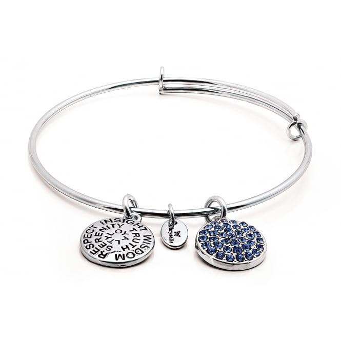 Chrysalis Rhodium Plated Sapphire Crystal Expandable Bangle