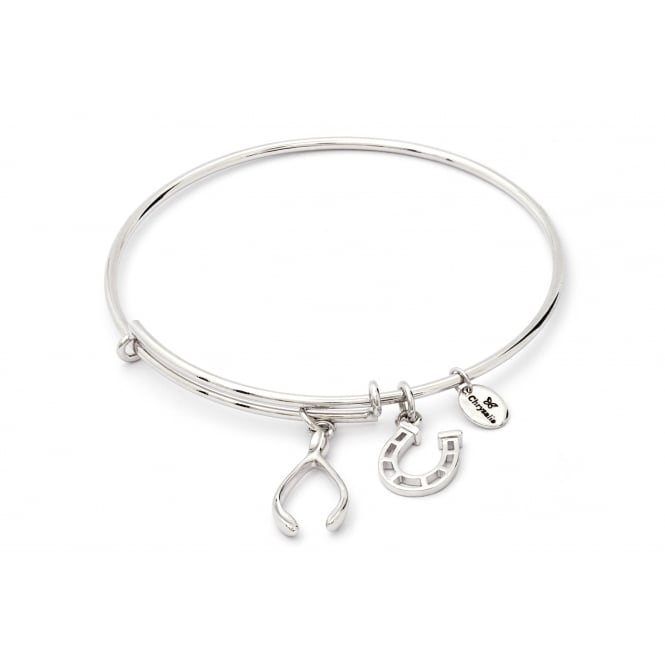 Chrysalis Rhodium Plated Wishbone Expandable Bangle