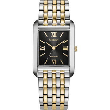 Citizen Eco-Drive Dress Classic (26.5mm) Black Sunray Dial / Two-Tone Stainless Steel Bracelet Watch BJ6574-59E