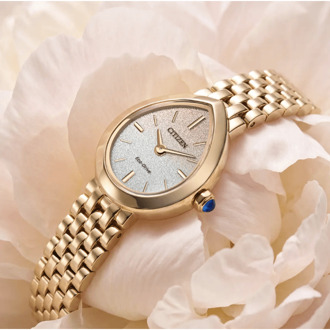 Citizen Eco-Drive Ladies Rainell 20mm White Dial, Gold Tone Watch EX1552-59A