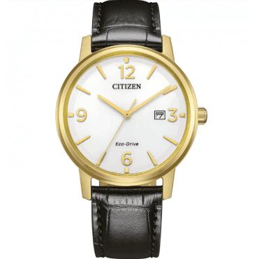 Citizen Eco-Drive Mens Eco-Drive Round White Dial Black Strap Watch BM6756-01A