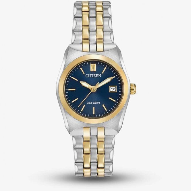 Citizen Ladies Corso Round Blue Dial Two Tone Bracelet Watch EW2294-53L
