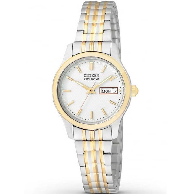 Citizen Ladies Eco-Drive Expanding 2 Colour Bracelet Watch EW3154-90A