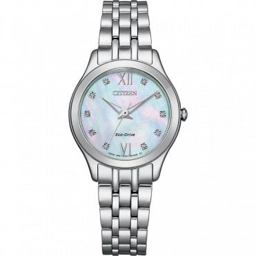 Lds Eco Drive Rnd Silhoette Dial SS Blt