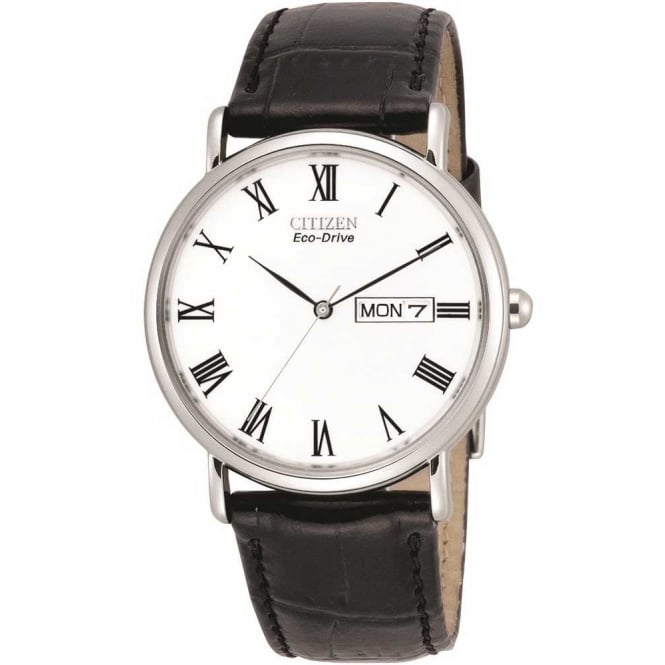 Citizen Mens Eco-Drive Black Leather Strap Watch BM8240-11A