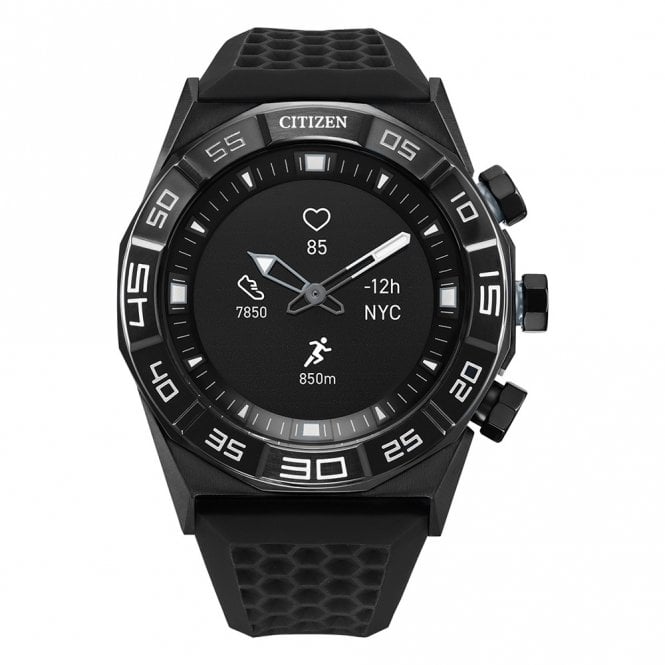 Citizen Mens HYBRID Round Black Dial Black Rubber Strap Watch JX1007-01E