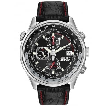 Citizen Mens Red Arrows Black Leather Strap Watch CA0080-03E