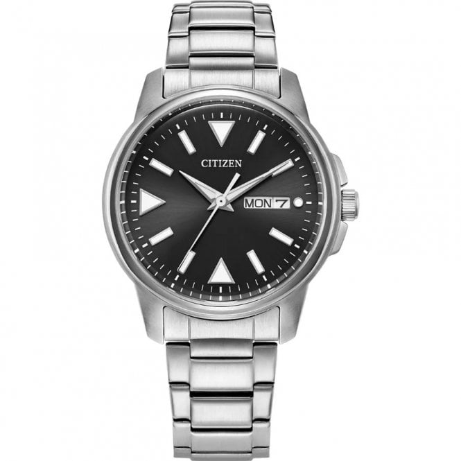 Citizen Mens Round Black Day/Date Dial Stainless Steel Bracelet Watch BM8180-62E