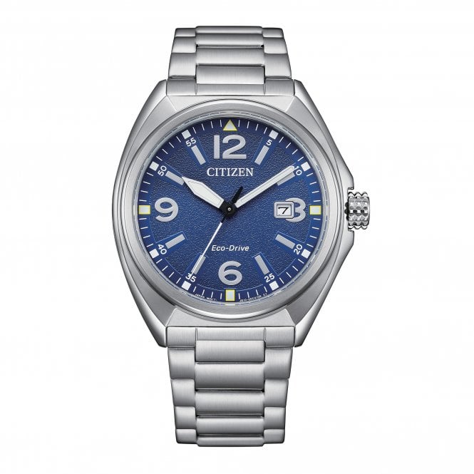 Citizen Mens Round Blue Date Dial Stainless Steel Bracelet Watch AW1571-76L