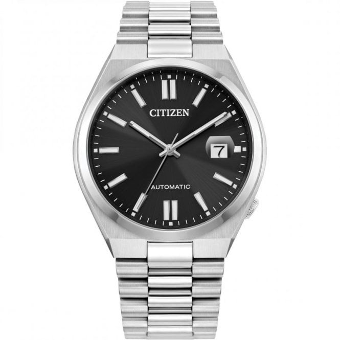 Citizen Mens TSUYOSA Automatic Round Black Dial Stainless Steel Bracelet Watch NJ0150-56E