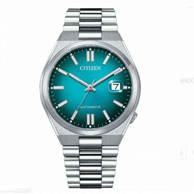 Citizen Mens Tsuyosa Automatic Round Turquoise Dial Stainless Steal Blue Watch NJ0151-88X