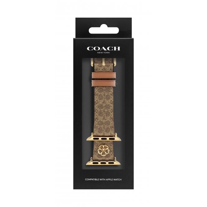 Coach Ladies APPLE STRAP Brown Leather Apple Watch Strap 14700235